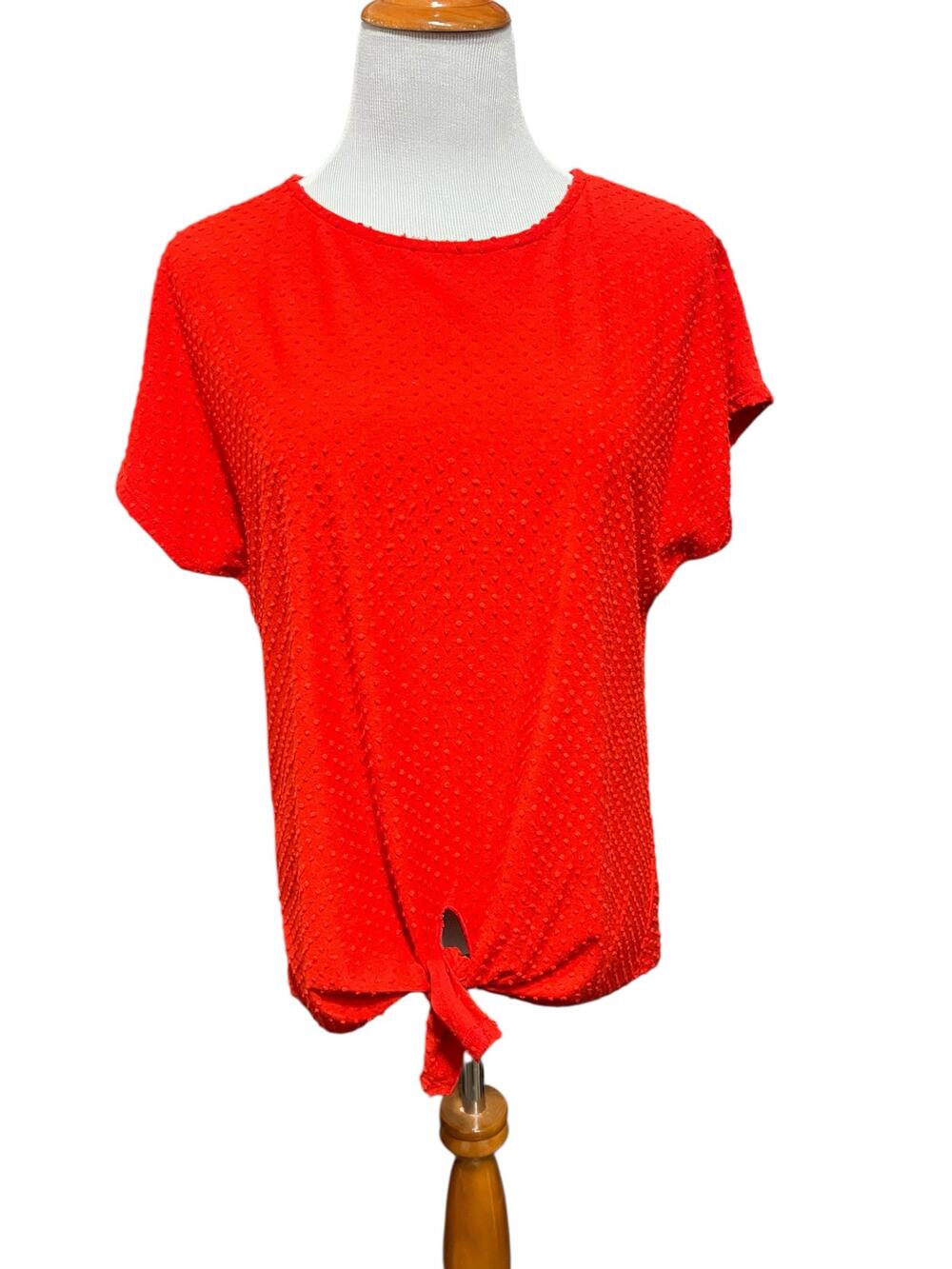 W5 Women's Red Puff Sleeve front tie Blouse SIZE Large
